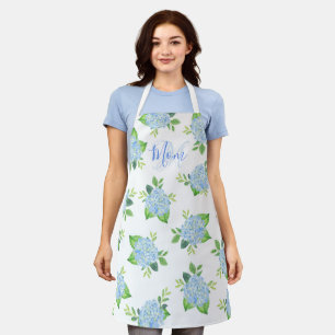 Tablier Maman Floral Bleu Hydrangée Aquarelle moderne