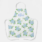 Tablier Maman Floral Bleu Hydrangée Aquarelle moderne (Recto)