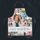 Tablier Maman photo collage typographie moderne simple sty<br><div class="desc">Mondes plus grand maman 16 multi photo moderne minimaliste simple typographie script unique élégant Fête des Mères,  anniversaire,  Noël,  Pâques,  remise des diplômes,  fin de l'année scolaire ou décoration design cadeau.</div>