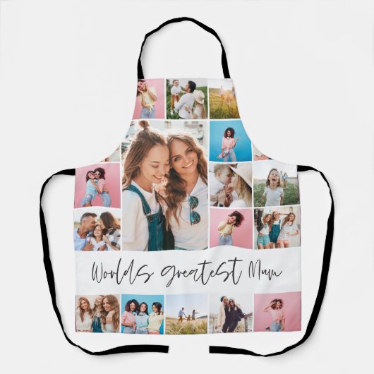 Tablier Maman photo collage typographie moderne simple sty (Recto)