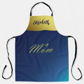 Tablier maman texte doré en bleu noël (Recto)