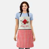 Tablier Maman's Cafe Rouge et blanc En vichy Check Motif (Porté)