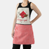 Tablier Maman's Cafe Rouge et blanc En vichy Check Motif (Insitu)