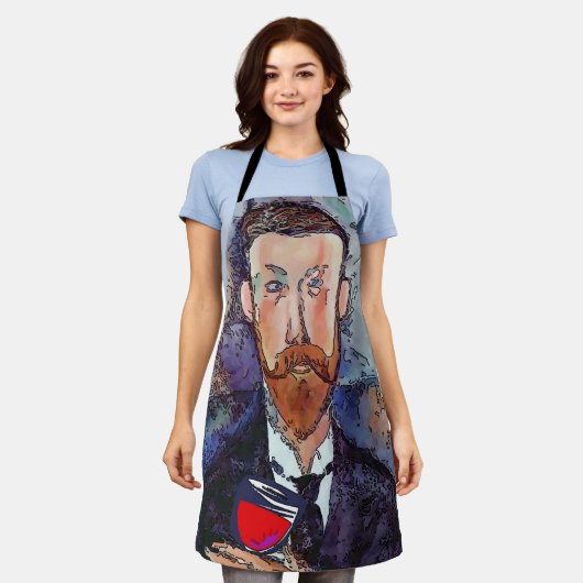 Tablier Man and Wine Design ajouter du texte, Apron (Porté)