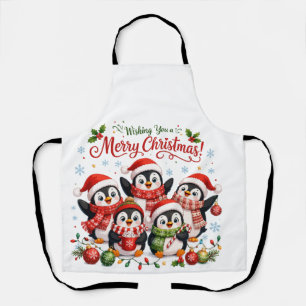 Tablier Manchots de Noël Kawaii
