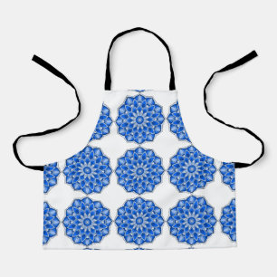 Tablier Mandala en bleu tout-en-plan