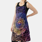 Tablier Mandala violet et jaune : dessin manuel (Insitu)