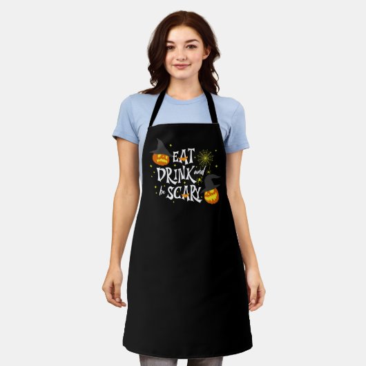 Tablier Mangez, buvez et ayez peur, Halloween Apron (Porté)