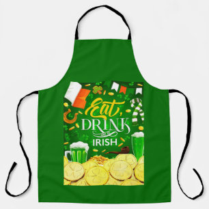 Tablier Mangez un verre et soyez irlandais tout-en-un Impr