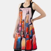 Tablier Manhattan ville nuit huile peinture Canva apron (Insitu)