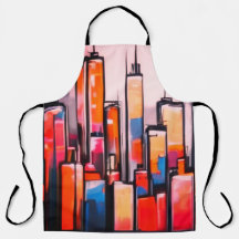 Manhattan ville nuit huile peinture Canva apron