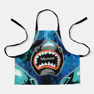 Tablier Manie de requin Illustration de dessin animé drôle