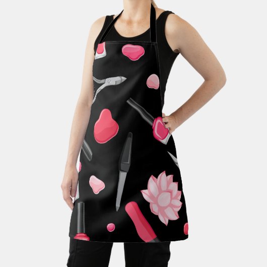 Tablier Manucure élégante Noir & Clou Rose Polonaise Boute (Insitu)