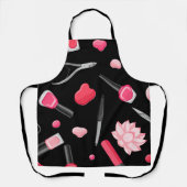 Tablier Manucure élégante Noir & Clou Rose Polonaise Boute (Recto)