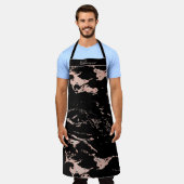 Tablier Marbre à huile noire et Rose chic (Porté)