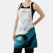 Tablier Marbre blanc personnalisé Turquoise Blue Gold Agat (Insitu)