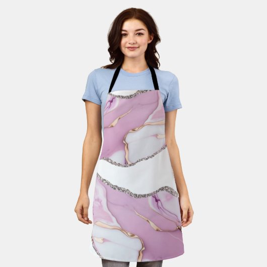 Tablier Marbre blanc rose (Porté)