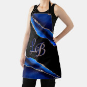 TABLIER MARBRE BLEU AGATE OR PARTIES SCINTILLANT INITIALE (Insitu)