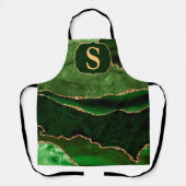 Tablier Marbre d'agate à paillettes vert foncé et or avec  (Recto)
