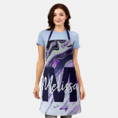 Tablier Marbre de parties scintillant violet personnalisé (Porté)