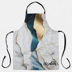 Tablier Marbre de pierre de turquoise blanche Cool or