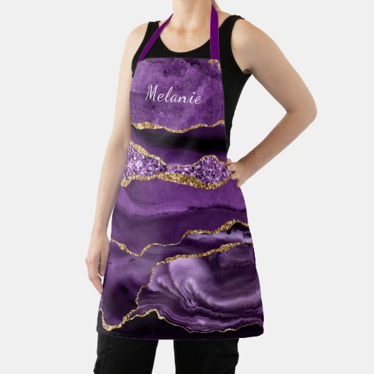 Tablier Marbre d'or violet personnalisé Votre nom Apron (Insitu)