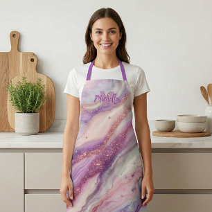 Tablier Marbre élégant lavande violet Agate Or rose