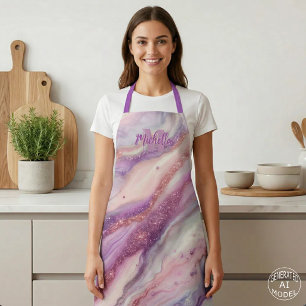 Tablier Marbre élégant lavande violet Agate Or rose