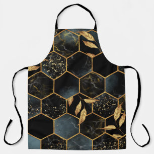 Tablier Marbre et or élégant : Texture Hexagon Abstraite
