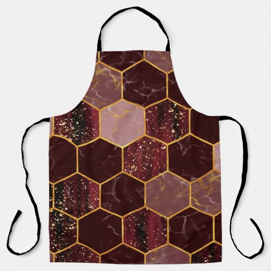Tablier Marbre hexagone texture transparente avec or (Recto)