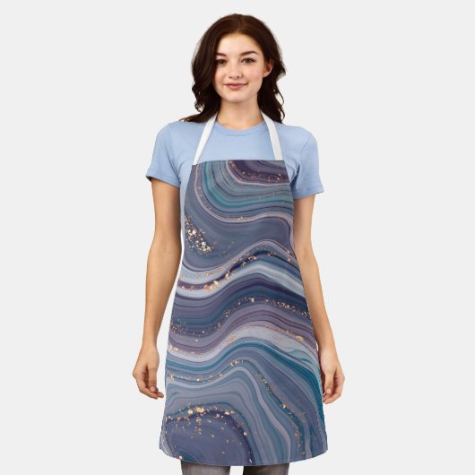 Tablier Marbre Liquide Gris Et Violet (Porté)