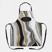 Tablier Marbre noir blanc or élégant (Recto)
