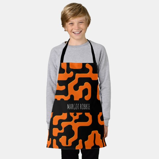 Tablier Marbre noir et orange Abstrait Motif géométrique (Porté)