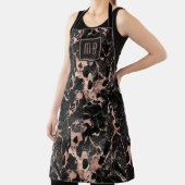 Tablier Marbre Noir Or Rose Monogramme Élégant (Insitu)