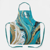 Tablier Marbre Turquoise or blanc éclats Abstraits (Recto)