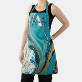 Tablier Marbre Turquoise or blanc éclats Abstraits (Insitu)