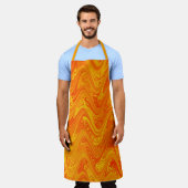 Tablier Marbrure Orange Jaune Rouge Motif (Porté)
