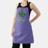 Tablier Mardi Gras Fleur de Lis Apron pourpre et vert (Insitu)