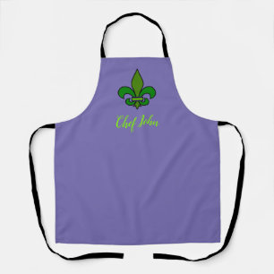 Tablier Mardi Gras Fleur de Lis Violet et Vert