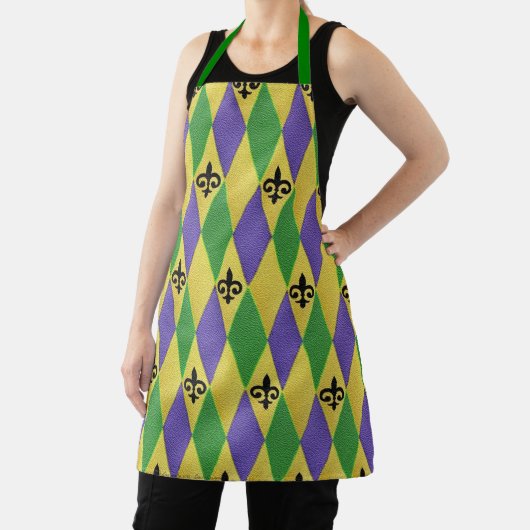 Tablier Mardi Gras Harlequin Fleur De Lis Apron (Insitu)