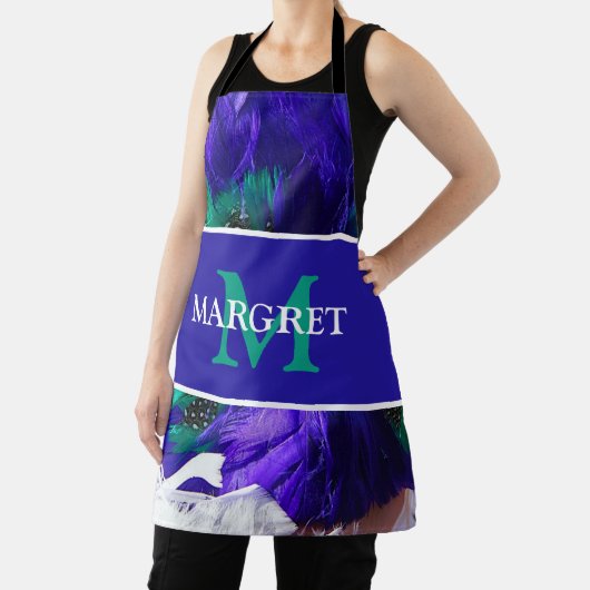 Tablier Mardi Gras monogramme initial sur la graisse viole (Insitu)