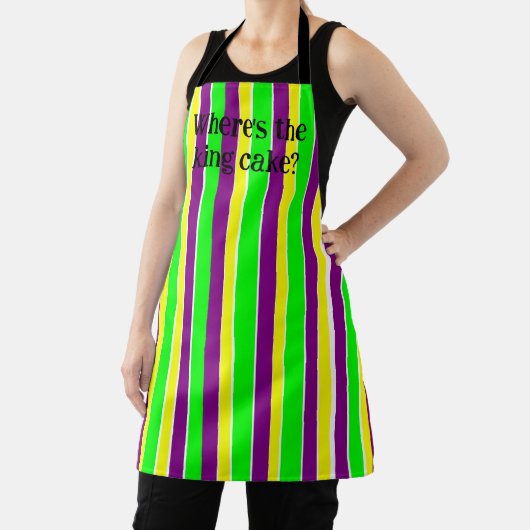 Tablier Mardi Gras Stripes Apron (Insitu)