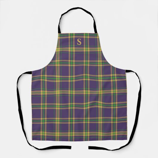 Tablier Mardi Gras Tartan Apron violet vert or (Recto)