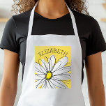 Tablier Marguerite lunaire jaune et blanc avec texte perso<br><div class="desc">Un morceau d'art zen et fantaisiste,  hipster. Vous pouvez ajouter un nom,  un monogramme ou un autre texte personnalisé. Si vous avez besoin de déplacer l'art autour,  cliquez sur le bouton personnaliser pour apporter des modifications.</div>