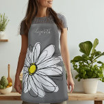 Tablier Marguerite lunaire jaune et blanc avec texte perso<br><div class="desc">Un morceau d'art zen et fantaisiste,  hipster. Vous pouvez ajouter un nom,  un monogramme ou un autre texte personnalisé. Si vous avez besoin de déplacer l'art autour,  cliquez sur le bouton personnaliser pour apporter des modifications.</div>