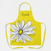Tablier Marguerite lunaire jaune et blanc avec texte perso (Recto)