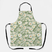 Tablier Marguerites blanches sur fond vert sauge (Recto)