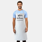 Tablier Mariage de mariée moderne au nom noir élégant (Porté)