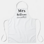 Tablier Mariage de mariée moderne au nom noir élégant (Recto)