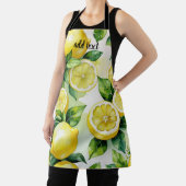 Tablier Mariage moderne citron bleu floral script shower d (Insitu)